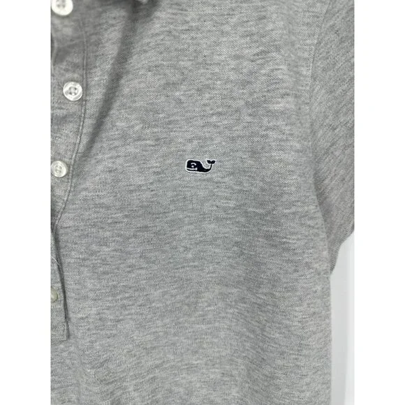Vineyard Vines Womens Gray Short Sleeve Polo Shirt Size M Cotton Blend - Picture 3 of 10